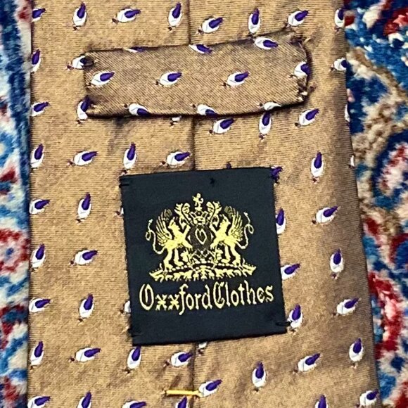 OXXFORD CLOTHES Tie (Brown, Motif, Silk) - Picture 2 of 2